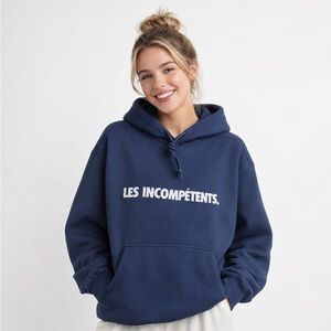 H&M Loose Fit Printed Hoodie Navy Blue | Les Incompétents